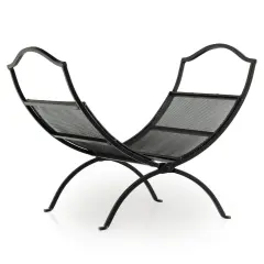 19 Inch Folding Fireplace Log Rack with Convenient Handle and Steel Frame