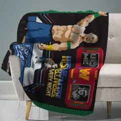 Sleep Squad WWE John Cena 60&rdquo; x 80&rdquo; Raschel Plush Blanket - Hustle Loyalty Respect
