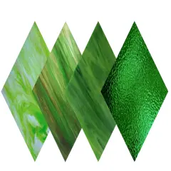 Wissmach 4 Sheet Green Variety Stained Glass and Mosaic Glass