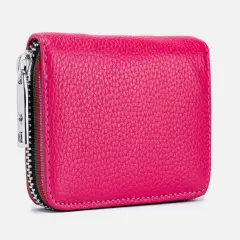 Kitcheniva Unisex Leather Zipper Wallet Rose red