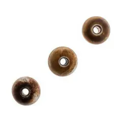 Earth's Jewel Semi-Precious 16" Tibetan Dzi Agate Brown Frosted Matte Striped Banded Pattern