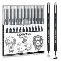 Drawing Pens Black Art Pens for Drawing 12 Size Waterproof Ink Pens for Artists Sketching, Manga, Writing
