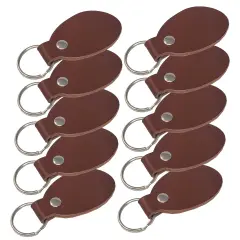 Oval Leather Keychains Kit &ndash; Full-Grain Latigo, DIY Personalization Ready, 10 Pack Russet