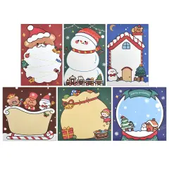 Wrapables Happy Holidays Christmas Sticky Notes, Adhesive Winter Holiday Memo Notepads for Home, Office, Work, Festive Fun 6pc
