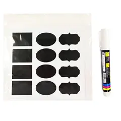 Wrapables Set of 36 Chalkboard Labels / Chalkboard Stickers with Chalk Marker - 3.5" x 2.5" Oval, Rectangle, and Fancy Frame
