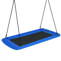 60 Inch Tree Swing with Strong Steel Frame and Oxford Cloth Seat for Garden Yard and Family Fun Blue