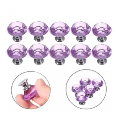 KItcheniva 10-Pcs Crystal Glass Cabinet Knob Purple