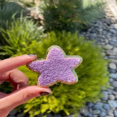 Lavender Star Glitter Chenille Patch (self adhesive)