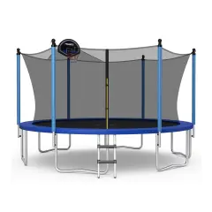 Outdoor Recreational Trampoline with Ladder and Enclosure Net