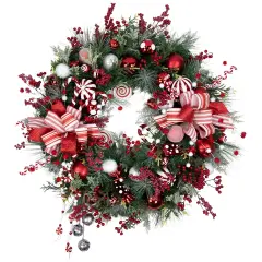 Northlight Peppermint Candy Artificial Pine Christmas Wreath - 42" - Unlit Red