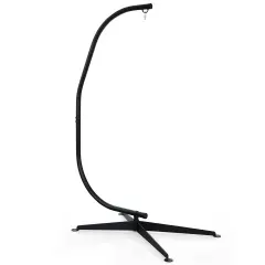 Black Solid Steel C Hammock Frame Stand with 360 Degree Rotation