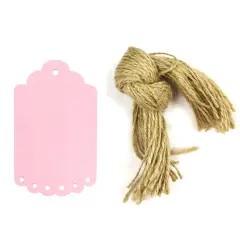 Wrapables 50 Gift Tags/Kraft Hang Tags with Free Cut Strings for Gifts, Crafts & Price Tags, Small Scalloped Edge, Pink