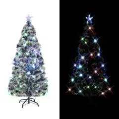5ft Green and White LED Fiber Optic Christmas Tree