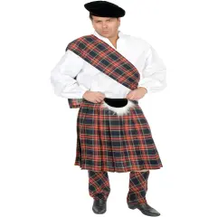 Adult Men's Blue Scottish Kilt Highlander Costume