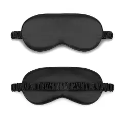 Kitcheniva Smooth Padded Double Sided Satin Travel Sleep Eye Mask Cover Black