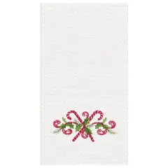 27" x 18" Candy Canes Embroidered Cotton Waffle Weave Kitchen Dishtowel