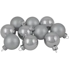 Northlight 10ct Silver Shiny and Matte Glass Ball Christmas Ornaments 1.75" (45mm)