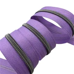 Lavender Tape with Gun Metal Teeth Zipper Tape