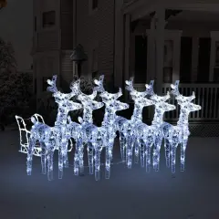 Reindeers & Sleigh Christmas Decoration 320 LEDs Acrylic Cold white