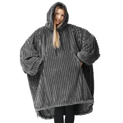 Reversible Oversized Hoodie Blanket for Adults Gray & gray