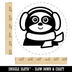 Winter Sloth with Ear Muffs and Scarf Self-Inking Rubber Stamp for Stamping Crafting Planners Blue