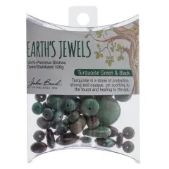 Earth's Jewels Turquoise Green & Black Natural Stone Bead Assortment