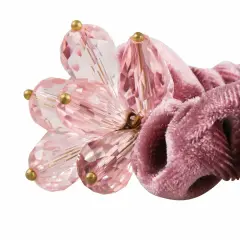 Kitcheniva Crystal Flower Scrunchies Hair Tie For Women Pink