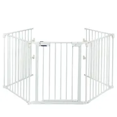 Panel Adjustable Wide Fireplace Fence White