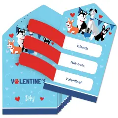 Big Dot of Happiness Pawty Like a Puppy - Dog Cards for Kids - Happy Valentine's Day Pull Tabs - Set of 12