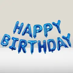 Happy Birthday Balloons Banner for Self-Inflating Party Decoration Blue