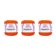 Aunt Lydia Classic Pumpkin Crochet - 3 Pack of 350y/320m - Cotton - Gauge 10 - Crochet