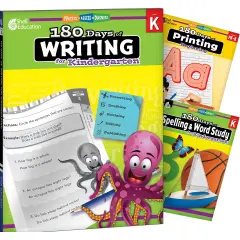 180 Days Writing, Spelling, & Printing Grade K: 3-Book Set