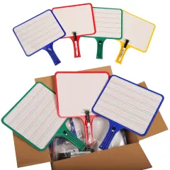 Rectangular Dry Erase Whiteboards with Markers, Blank/Lined Double-Sided, Assorted, Pack of 24
