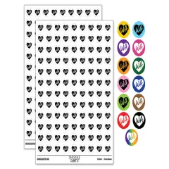 WA Washington State in Heart 200+ 0.50" Round Stickers Yellow
