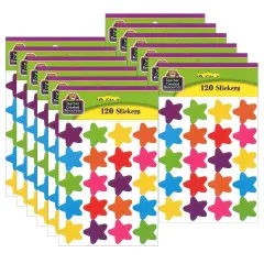 Bright Stars Stickers (die cut star shape), 120 Per Pack, 12 Packs