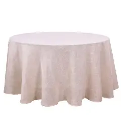 120" Round Faux Burlap Tablecloth Blush