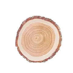 25 NATURAL 10" Wood Slice Design Round Paper PLATES