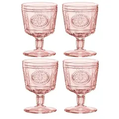 Bormioli Rocco Romantic Stemware Drinking Glass 4 Set 10.75 oz Cotton Candy Pink