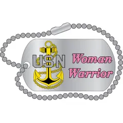 EagleEmblems P12332 Pin-USN,Woman Warrior ''Dog Tag'' (1.25'')