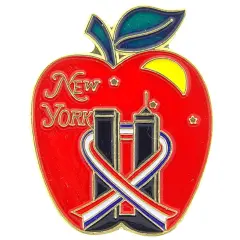 Big Apple with Twin Towers Pin 1"