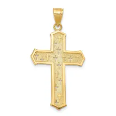 10K Gold Passion Cross Pendant Charm Jewelry 35mm x 21mm