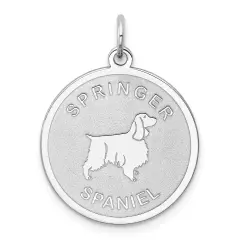 Sterling Silver Springer Spaniel Disc Charm Pendant Jewerly 26mm x 19mm