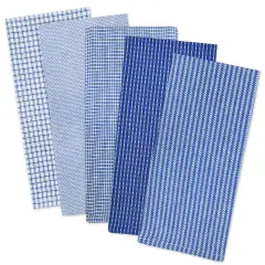 DII Assorted Blue Dishtowel (Set of 5)