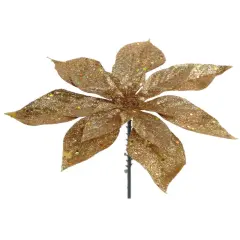10" Gold Glitter Poinsettia Flowers for Christmas Decorations - Ideal for Wreaths, Garlands, Table Centerpieces, and Holiday Floral Arrangements - 2024 Christmas Collection, Floral Home by Artificial Flowers