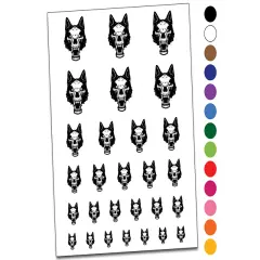 Ferocious Wolf Skull Head Temporary Tattoo Water Resistant Fake Body Art Set Collection Light Green
