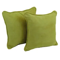 18-inch Double-corded Solid Microsuede Square Throw Pillows with Inserts (Set of 2) - Mojito Lime