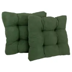 19-inch Squared Microsuede Tufted Dining Chair Cushion (Set of Two) - Hunter Green