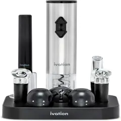 Ivation Electric Wine Opener, 9-Piece Wine Gift Set, Electric Bottle Opener, Wine Aerator Pourer