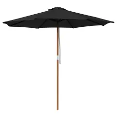 9ft Patio Wood Market Umbrella Black Color