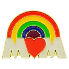 Mom Heart & Rainbow Pin 1"